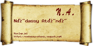 Nádassy Aténé névjegykártya